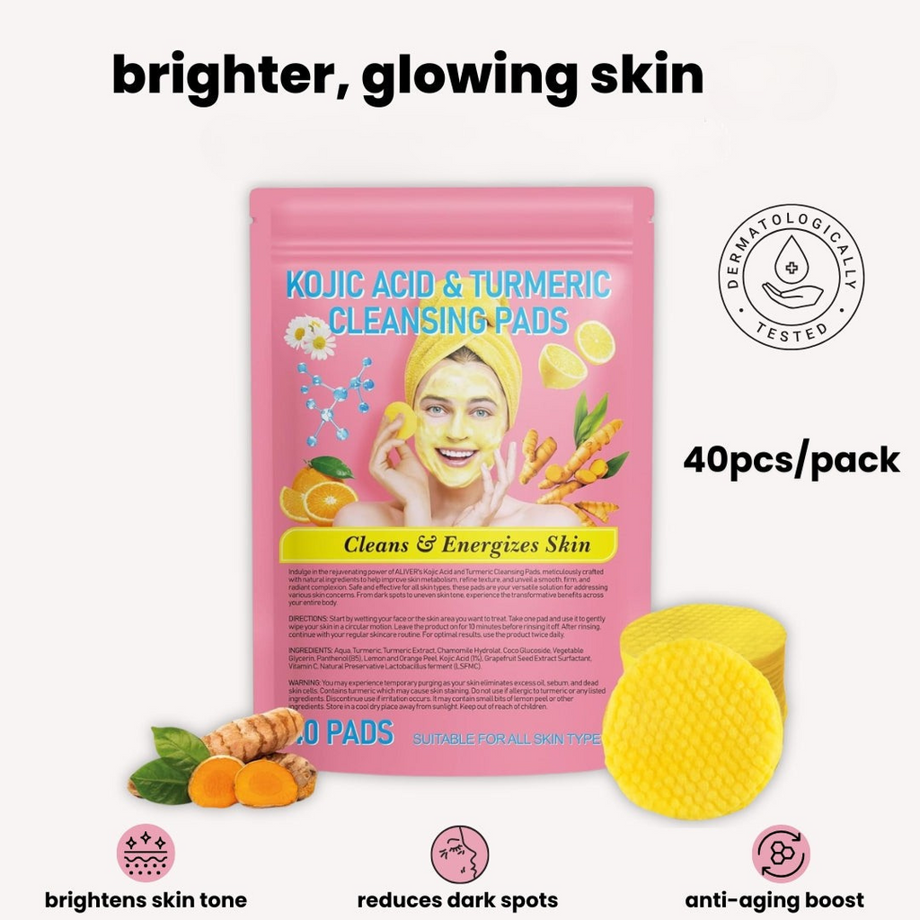 Kojic Acid & Turmeric Cleansing Pads (40 Pieces) – Brightens & Energizes Skin