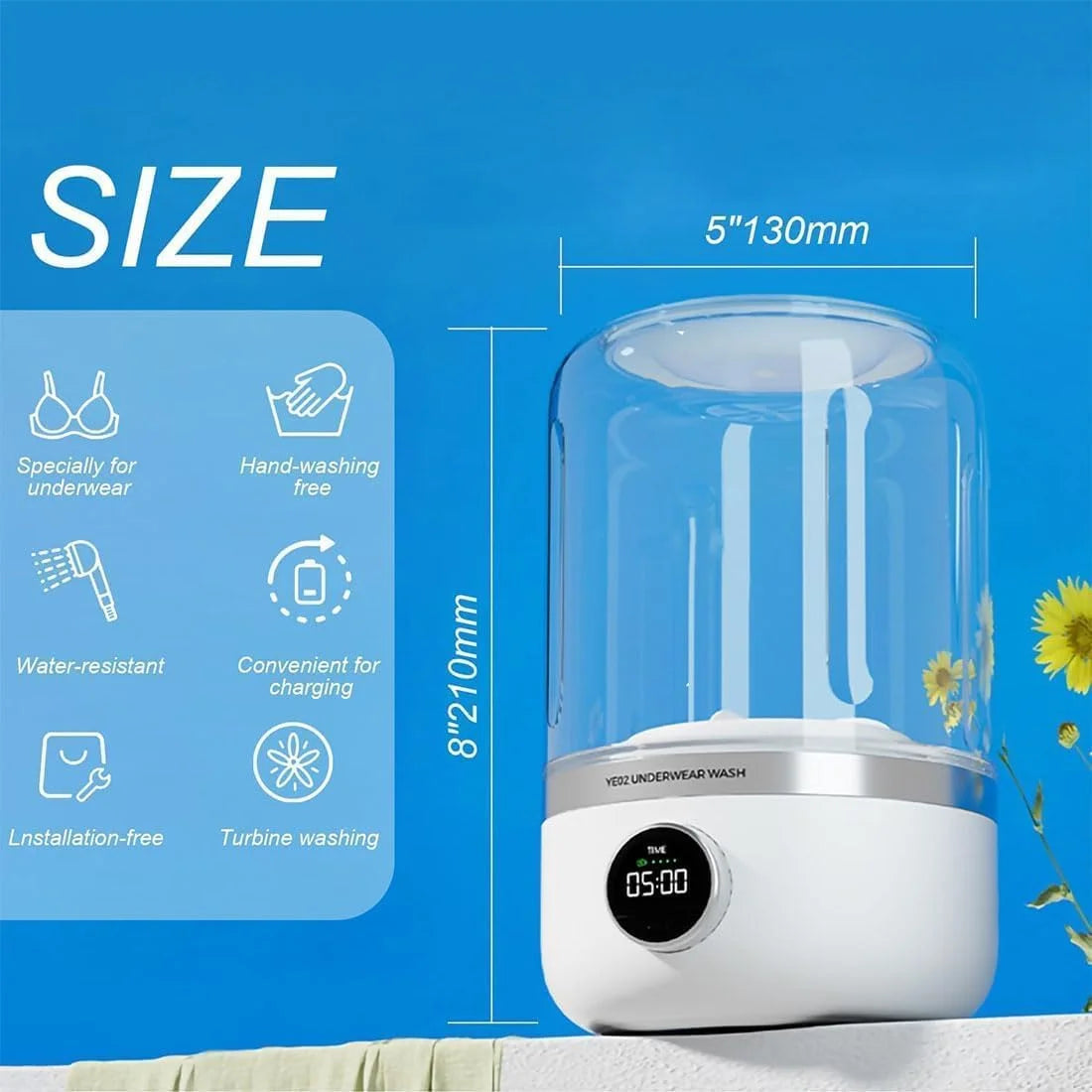 HygienePro™ Mini Ultrasonic Washer – Perfect for Underwear & Baby Clothes